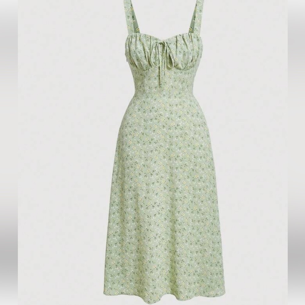 Floral Green Midi Summer Dress